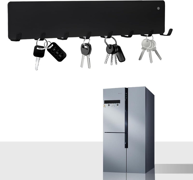 MiToBeLe Magnetic Key Holder for Frideg,Heavy Duty Strong Magnetic Key Hanger with 8 Hooks for Refrigerator,Magnetic Kitchen Utensil Holder for Metal Surface in Entryway,Garage,Pantry (Black) - Image 1